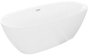 Mexen Luvo Slim, szabadon álló kád 170 × 75 cm, fényes fehér, acél túlfolyóval, 52801707500-97