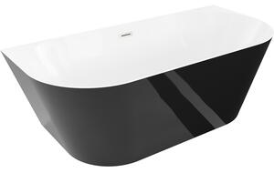 Mexen Oval Slim, szabadon álló, falhoz szerelhető kád, 170 x 80 cm, fehér-fekete, acél túlfolyóval, 52661708075-97