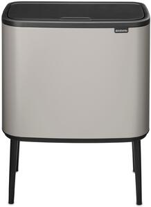 Brabantia Bo Touch Bin nyomófedeles hulladékgyűjtő, magasított, lábakon álló, műanyag tartály, 36L - R méret, acél, hamvasszürke - 254987