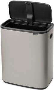 Brabantia Bo Touch Bin nyomófedeles hulladékgyűjtő XXL, padlón álló, műanyag tartály, 60L - M méret, acél, hamvasszürke - 255106