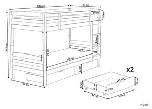 Emeletes ágy 90 cm RESPOND (fehér) (ágyráccsal és tárolóhellyel). 1026683