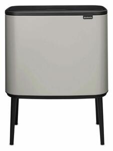 Brabantia Bo Touch Bin nyomófedeles szelektív hulladékgyűjtő, magasított, lábakon álló, műanyag tartály, 3x11L - X méret, acél, hamvasszürke - 255021