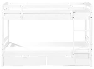 Fehér emeletes ágy fiókokkal 90 x 200 cm REGAT