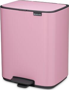 Brabantia Bo Pedal Bin pedálos hulladékgyűjtő szagmentesen záródó Soft-Close fedél, karcsú, négyzetes forma, műanyag tartály, 12L - C méret, acél, rózsaszín-lila - 255380