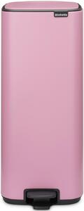 Brabantia Bo Pedal Bin pedálos hulladékgyűjtő szagmentesen záródó Soft-Close fedél, karcsú, négyzetes forma, műanyag tartály, 30L - O méret, acél, rózsaszín-lila - 255403