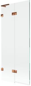 Mexen Lunar L, kétszárnyú kádparaván bal oldali 80 x 150 cm, átlátszó üveg, rozéarany, 897L-080-100-60-00-L