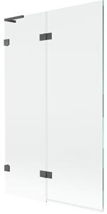 Mexen Lunar L, kétszárnyú kádparaván bal oldali 110 x 150 cm, átlátszó üveg, grafit, 897L-110-100-66-00-L