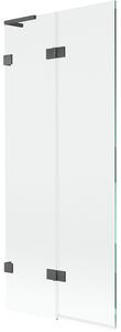 Mexen Lunar L, kétszárnyú kádparaván bal oldali 80 x 150 cm, átlátszó üveg, grafit, 897L-080-100-66-00-L
