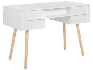 Skandináv Stílusú Fehér Asztal Négy Fiókkal 110 x 55 cm LEVIN