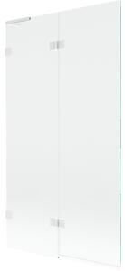Mexen Lunar L, kétszárnyú kádparaván, bal oldali 100 x 150 cm, 8 mm-es átlátszó üveg, fehér profil, 897L-100-100-20-00-L