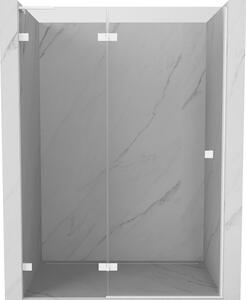 Mexen Lunar L, bal oldali billenő zuhanyajtó 130 cm, 8 mm-es átlátszó üveg, fehér profil, 834L-130-000-20-00-L