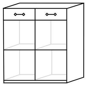MALITA alsó szekrény fiókokkal, 80x80,5x43,5, tölgy artisan
