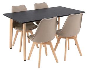 Leziter Silla 120 4+1 étkező garnitúra fekete-bézs