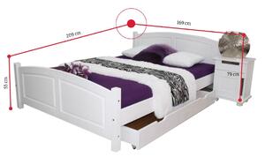 LEATHER tömörfa ágy, 160x200 cm, fehér