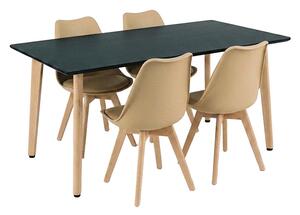 Leziter Silla 150 4+1 étkező garnitúra fekete-bézs