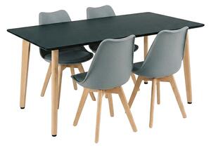 Leziter Silla 150 4+1 étkező garnitúra fekete-szürke