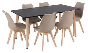 Leziter Silla 150 6+1 étkező garnitúra fekete-bézs