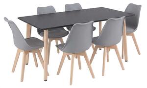 Leziter Silla 150 6+1 étkező garnitúra fekete-szürke