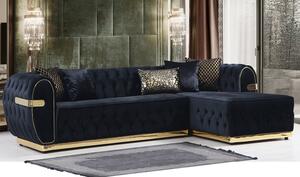 Carrie Modern Chesterfield L Kanapé Fekete