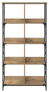 VidaXL Könyvespolc Kézműves tölgy 78,5 x 33 x 153 cm fém PB