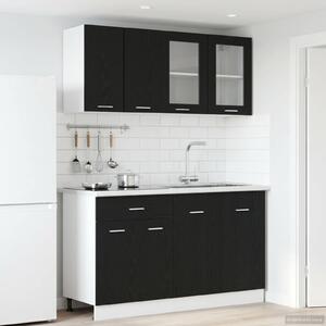VidaXL Konyhai Egység LYON 4 db Fekete Tölgy Szerelt Fa
