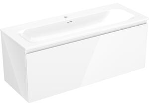 Mexen Orio, fürdőszobaszekrény 120 cm Vela mosdóval, 1 fiókkal, fényes fehér, 91A10-12047-1-BF00-W23M00