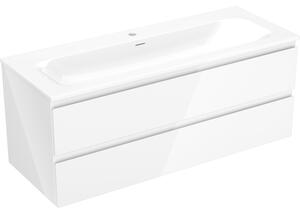 Mexen Orio, fürdőszobaszekrény 120 cm Vela mosdóval, 2 fiókkal, fényes fehér, 91A10-12047-2-BFF00-W23M00