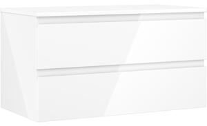 Mexen Orio, fürdőszobaszekrény 90 cm-es felsőrésszel, 2 fiókkal, fényes fehér, 91A10-09047-2-BFFC00