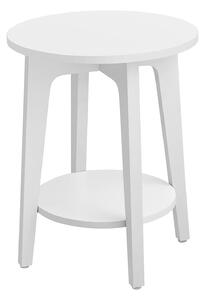 Kis kerek asztal, asztal alsó polccal, fehér
