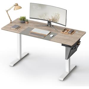 Állítható magasságú elektromos íróasztal, memória funkcióval, fehér-greige
