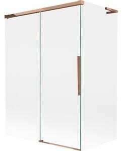 Mexen Rox, L tolóajtós, kétszárnyú kádparaván 120 + 70 x 150 cm, 8 mm-es átlátszó üveg, rozéarany profil, 8C9L-120-070-60-00