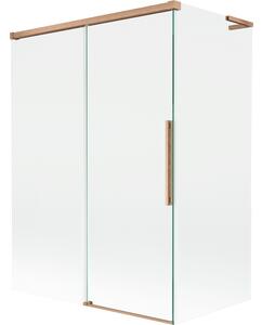 Mexen Rox, L tolóajtós, kétszárnyú kádparaván 120 + 70 x 150 cm, 8 mm-es átlátszó üveg, matt réz profil, 8C9L-120-070-65-00