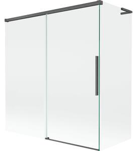 Mexen Rox, L kétszárnyú tolóajtós kádparaván 150 + 70 x 150 cm, 8 mm-es átlátszó üveg, szálcsiszolt grafit profil, 8C9L-150-070-66-00
