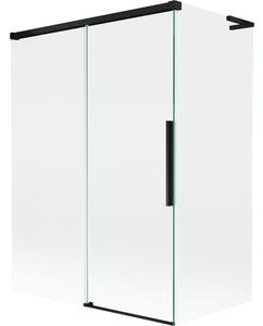 Mexen Rox, L tolóajtós, kétszárnyú kádparaván 120 + 70 x 150 cm, 8 mm-es átlátszó üveg, matt fekete profil, 8C9L-120-070-70-00