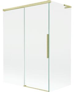 Mexen Rox, L tolóajtós, kétszárnyú kádparaván 120 + 70 x 150 cm, 8 mm-es átlátszó üveg, matt arany profil, 8C9L-120-070-55-00
