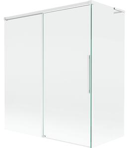 Mexen Rox, L tolóajtós, kétszárnyú kádparaván 140 + 70 x 150 cm, 8 mm-es átlátszó üveg, fehér profil, 8C9L-140-070-20-00