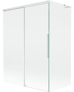 Mexen Rox, L tolóajtós, kétszárnyú kádparaván 120 + 70 x 150 cm, 8 mm-es átlátszó üveg, fehér profil, 8C9L-120-070-20-00