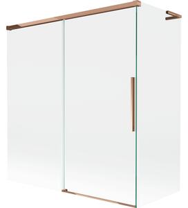 Mexen Rox, L kétszárnyú tolóajtós kádparaván 150 + 70 x 150 cm, 8 mm-es átlátszó üveg, rozéarany profil, 8C9L-150-070-60-00