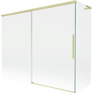 Mexen Rox, L tolóajtós, kétszárnyú kádparaván 190 + 80 x 150 cm, 8 mm-es átlátszó üveg, matt arany profil, 8C9L-190-080-55-00