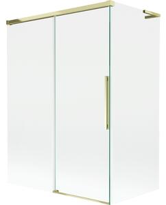 Mexen Rox, L tolóajtós, kétszárnyú kádparaván 120 + 70 x 150 cm, 8 mm-es átlátszó üveg, aranyfényű profil, 8C9L-120-070-50-00