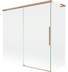 Mexen Rox, L tolóajtós, kétszárnyú kádparaván 160 + 75 x 150 cm, 8 mm-es átlátszó üveg, matt réz profil, 8C9L-160-075-65-00