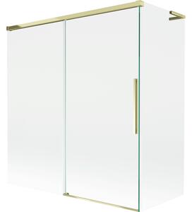 Mexen Rox, L tolóajtós, kétszárnyú kádparaván 150 + 70 x 150 cm, 8 mm-es átlátszó üveg, aranyfényű profil, 8C9L-150-070-50-00