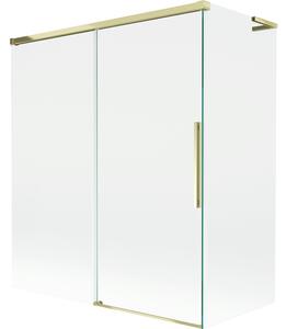Mexen Rox, L tolóajtós, kétszárnyú kádparaván 140 + 70 x 150 cm, 8 mm-es átlátszó üveg, aranyfényű profil, 8C9L-140-070-50-00