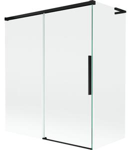 Mexen Rox, L tolóajtós, kétszárnyú kádparaván 140 + 70 x 150 cm, 8 mm-es átlátszó üveg, matt fekete profil, 8C9L-140-070-70-00