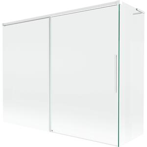 Mexen Rox, L tolóajtós, kétszárnyú kádparaván 190 + 90 x 150 cm, 8 mm-es átlátszó üveg, fehér profil, 8C9L-190-090-20-00