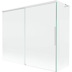 Mexen Rox, L tolóajtós, kétszárnyú kádparaván 180 + 80 x 150 cm, 8 mm-es átlátszó üveg, fehér profil, 8C9L-180-080-20-00