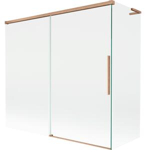 Mexen Rox, L tolóajtós, kétszárnyú kádparaván 170 + 75 x 150 cm, 8 mm-es átlátszó üveg, matt réz profil, 8C9L-170-075-65-00