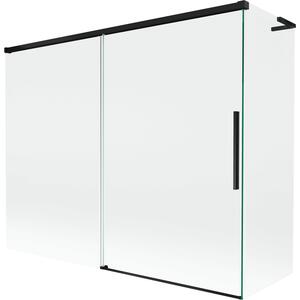 Mexen Rox, L tolóajtós, kétszárnyú kádparaván 190 + 80 x 150 cm, 8 mm-es átlátszó üveg, matt fekete profil, 8C9L-190-080-70-00