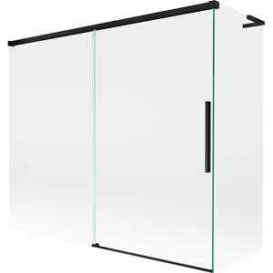 Mexen Rox, L tolóajtós, kétszárnyú kádparaván 180 + 80 x 150 cm, 8 mm-es átlátszó üveg, matt fekete profil, 8C9L-180-080-70-00