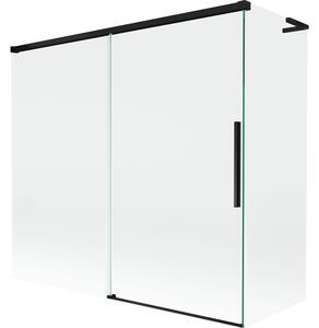 Mexen Rox, L tolóajtós, kétszárnyú kádparaván 170 + 70 x 150 cm, 8 mm-es átlátszó üveg, matt fekete profil, 8C9L-170-070-70-00